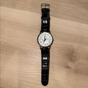 Citizen Black Leather Strap Watch with White Dial